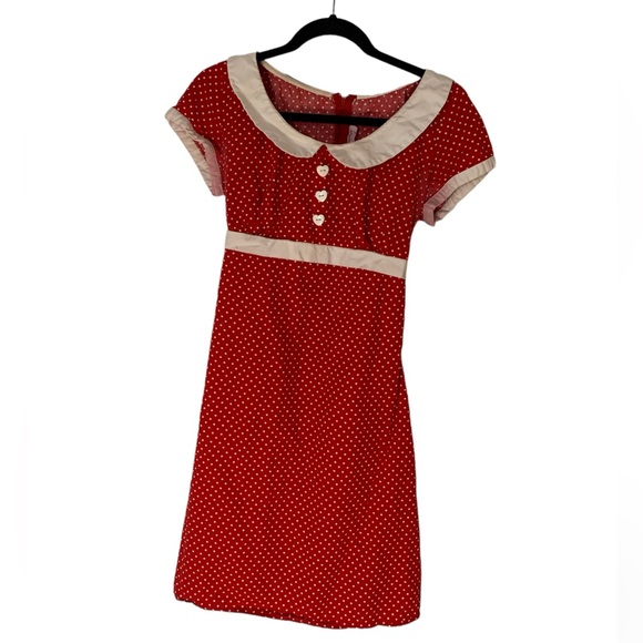 Vintage Heartbreaker Red Polka Dot Dress - Picture 2 of 5